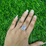 Luxury Emerald Cut Crystal Ring for Women