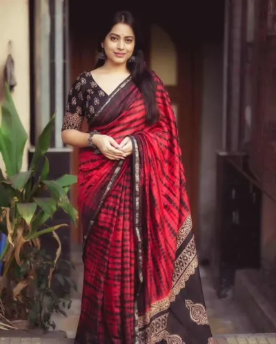 Chanduri Silk Digital Print Saree with Tassel, 6 Colours