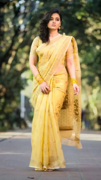 Semi Muslin Afsan Print Saree with Blouse Piece, 14 Haath
