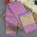 Premium Half Silk Jamdani Saree Combo Set - Light Purple