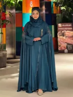 Nurjahan Stone Work Abaya with Inner, Koti and Hijab