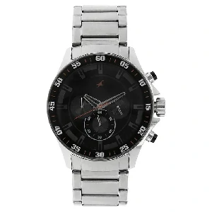 Fastrack NS3072SM04 Big Time Quartz Chronograph Black Dial Metal Strap Watch