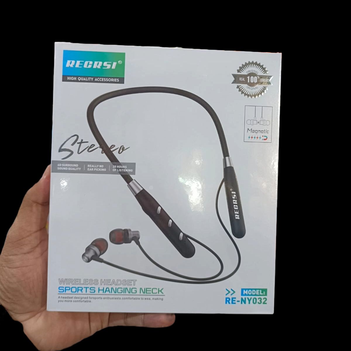 Regrsi RE-NY032 Wireless Bluetooth Neckband | Lightweight Sports Earphones with 8 Hours Playtime, Clear Sound & Fast Charging
