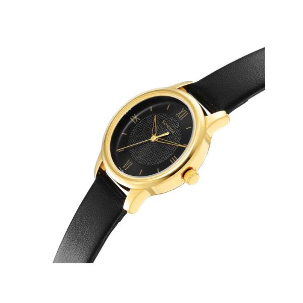 Sonata 8178YL01 Classic Gold Black Dial Metal Strap Women’s Watch