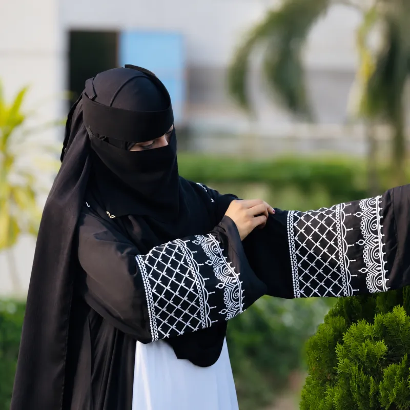 Premium 3-Piece Dubai Fabric Abaya Set with Original Embroidery (Koti, Inner & Hijab)