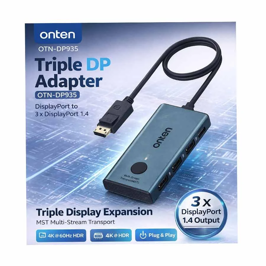 Onten OTN-DP935 4K DisplayPort to Triple DisplayPort MST Splitter