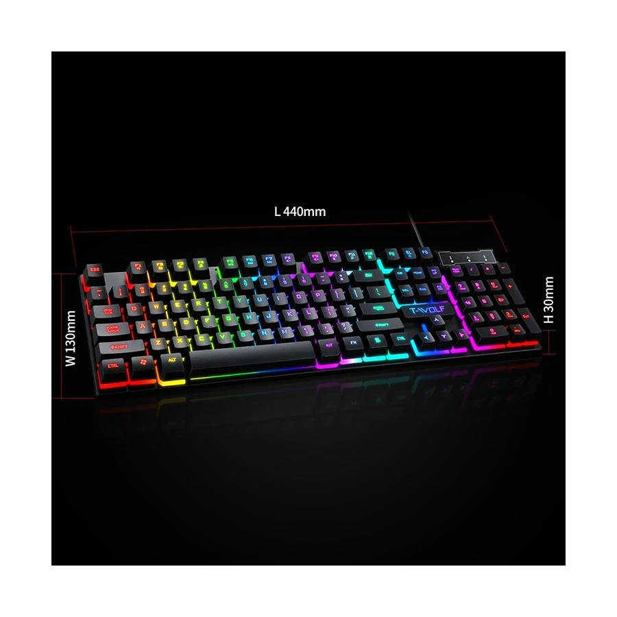 T-Wolf T20 RGB Wired Black Gaming Keyboard