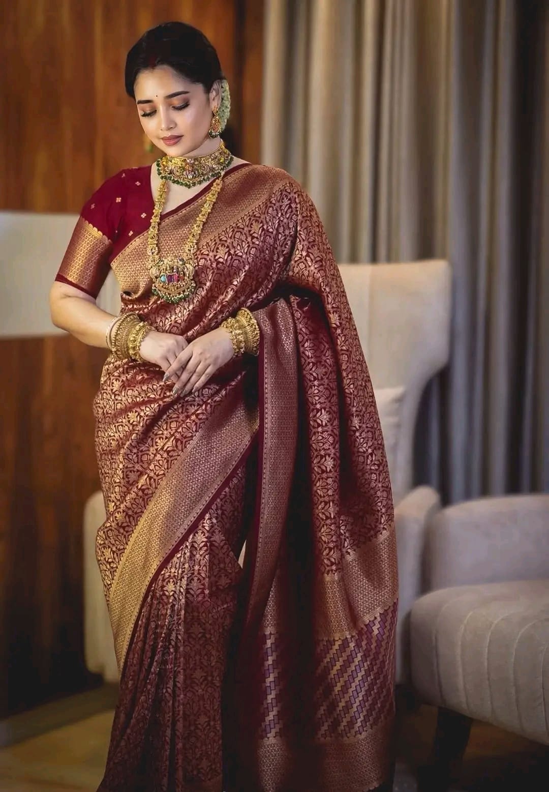 Royal Elegance Banarasi Katan Saree with Blouse Piece