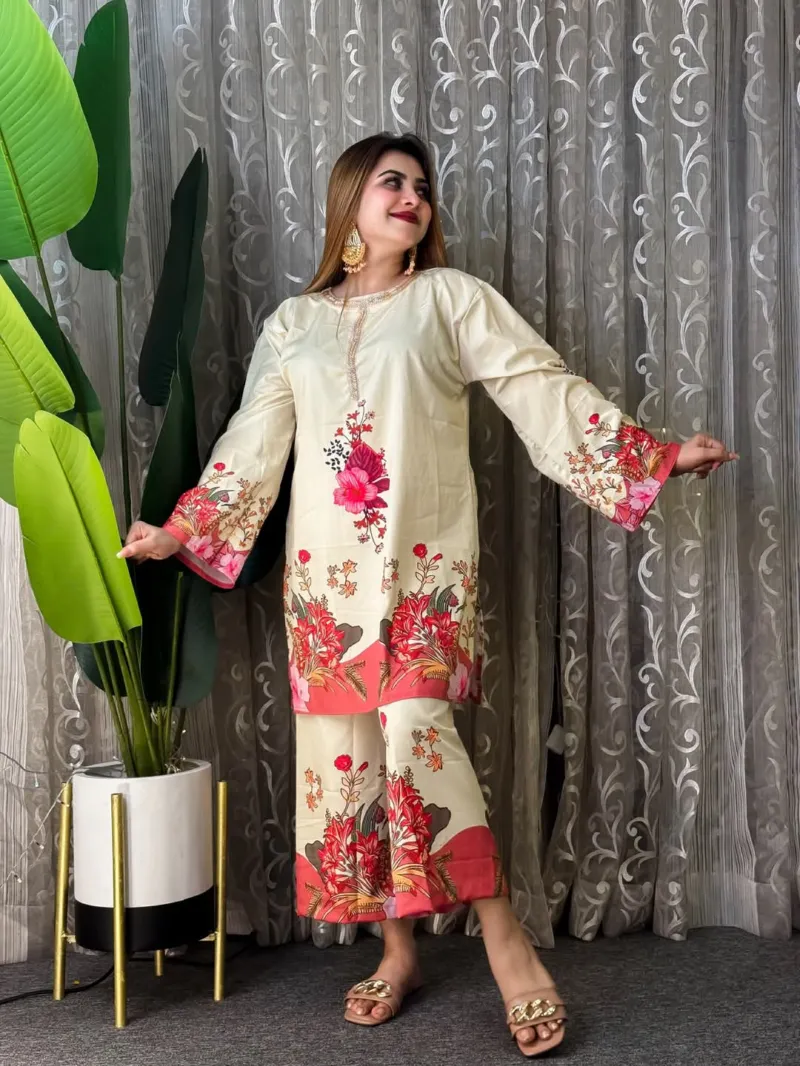 Dubai Silk Digital Print Two Piece, 3 Colours, Sizes 36 to 46