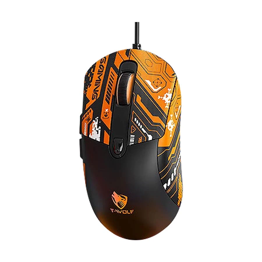 T-Wolf G550 RGB Gaming Mouse Black with Orange Gengar Kuromi Sticker