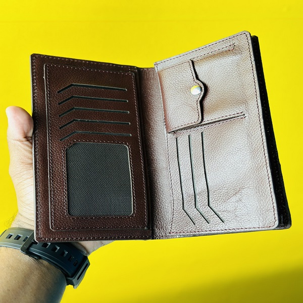 Men’s Stylish Long Leather Wallet – Brown Color