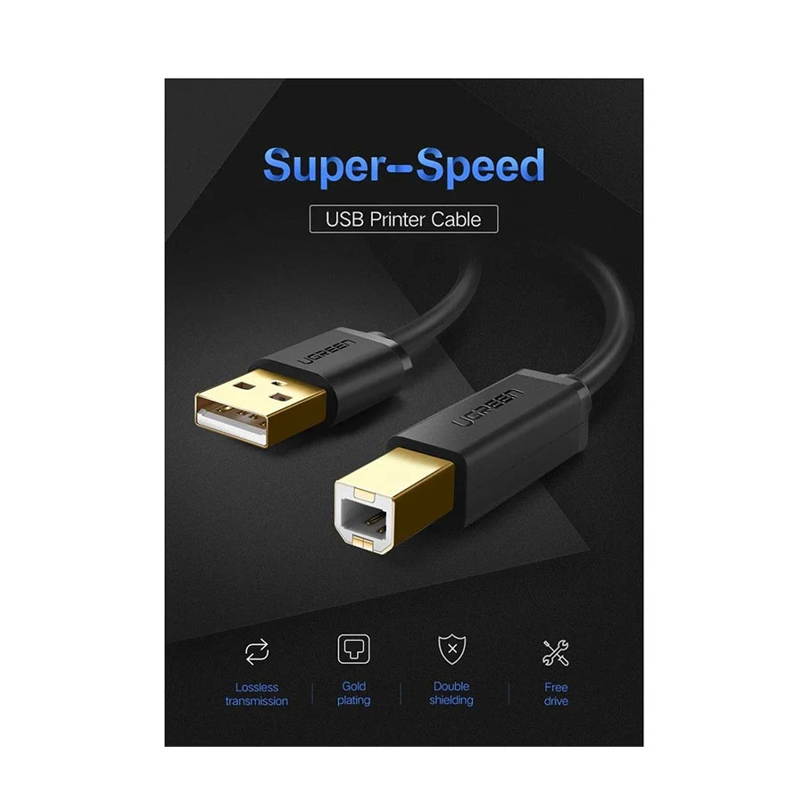 UGREEN US135 USB-A to USB-B Printer Cable 2 Meter Black