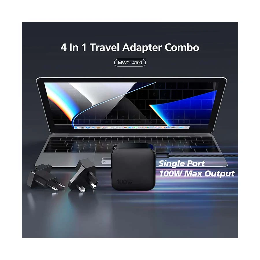 Micropack MWC-4100 100W GaN 4-Port Travel Charger with USB-C Cable