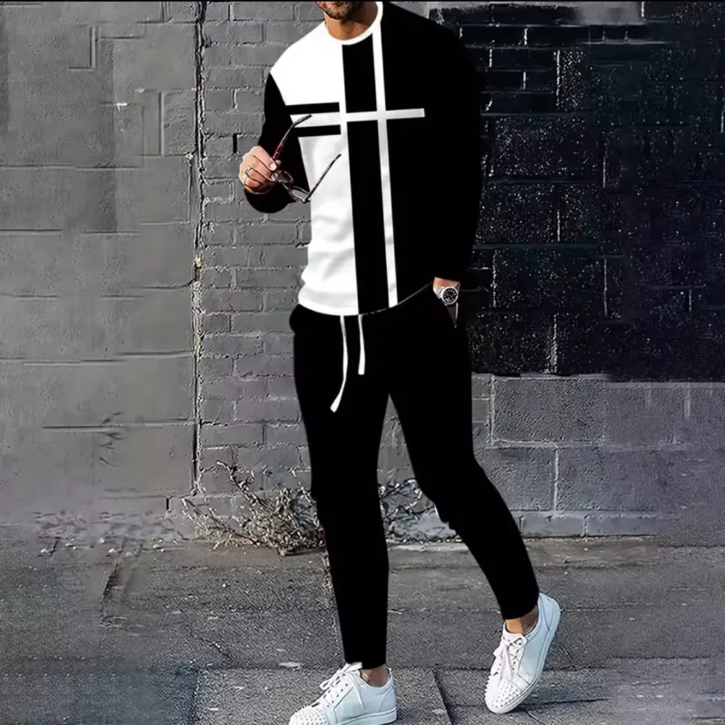 Men's 160 GSM Mesh Jersey Full Sleeve T-Shirt and Trouser Set