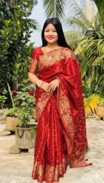 Women's Screen Print Silk Saree, Blouse Piece, 6 Colour Choices