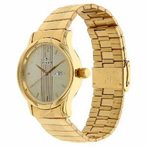 Titan Analog with Day and Date Champagne Dial Metal Strap watch for Men (NS-1580YM05) Price In Bangladesh