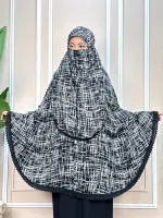 Viscose Cotton Long Hijab with Niqab, Back 50 Inch, 6 Colours