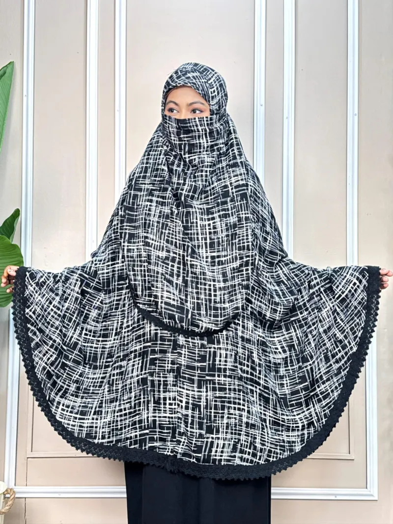 Viscose Cotton Long Hijab with Niqab, Back 50 Inch, 6 Colours