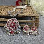 Antique Oxidized Necklace & Earrings Set – (Multiple Colors Available)