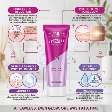 Pond's Flawless Radiance Even Tone Glow Facial Foam 100g (Thailand)