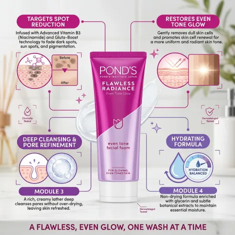 Pond's Flawless Radiance Even Tone Glow Facial Foam 100g (Thailand)