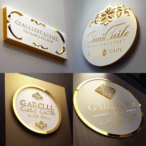 Business Lights Mirror Logo Sign Acrylic Custom Logo Decoration Office Door Sign Wall Sign 3D Custom Hair studio sign