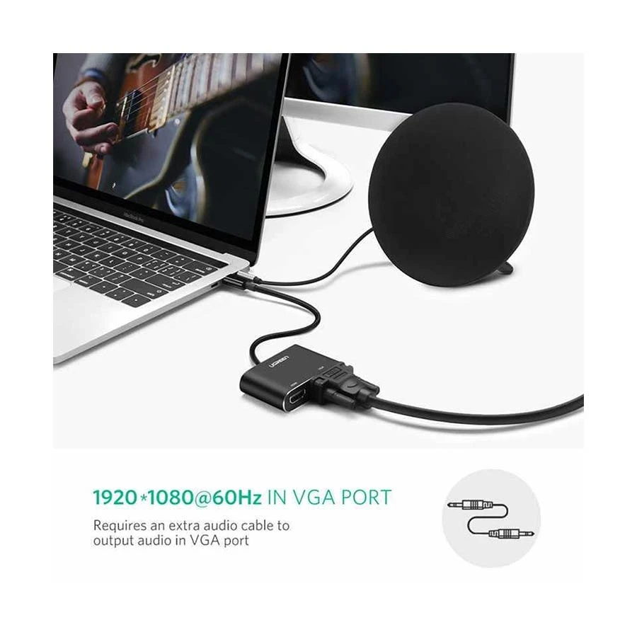 UGREEN CM449 (20518) USB Male to HDMI & VGA Female Gray Converter