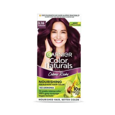 Garnier Color Naturals Creme Riche Nourishing Permanent Hair Color - 3.16 Burgundy 35ml+30g (India)