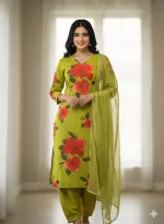 Weightless Georgette Three Piece with Digital Print and Stone Work
