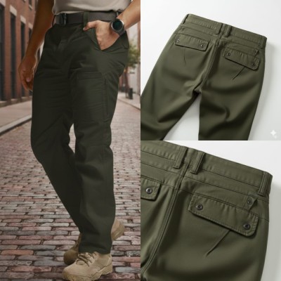 Men's Twill Stretch Trousers, 98% Cotton 2% Spandex, Waist 30 to 38