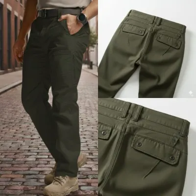 Men's Twill Stretch Trousers, 98% Cotton 2% Spandex, Waist 30 to 38