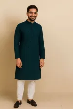 Men's Micro Fabric Panjabi with Colour-Matched Buttons