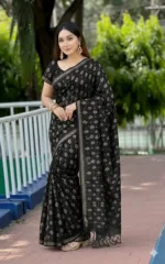 Cotton Suti Saree with Rubber Screen Print, 14 Haath