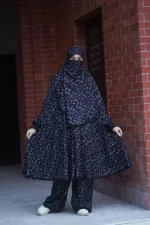 Women's Linen Short Khimar and Palazzo Set, Print, 6 Colours