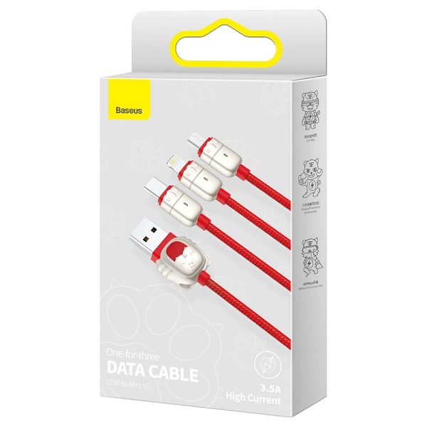 Baseus One-for-Three Data Cable USB to M+L+C (CASX010009)