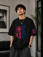 Men's Drop Shoulder T-Shirt, DTF Print on Pure Cotton, Chest 42 to 48