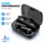 M19 True Wireless Earbuds – Bluetooth 5.1 TWS with 2000mAh Power Bank Charging Case, LED Digital Display, Low Latency Gaming & Built-in Flashlight