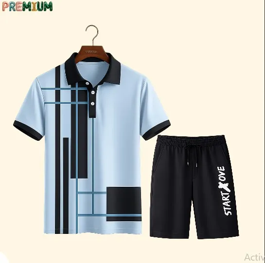 Men's Pure Cotton Polo Shirt and Half Pant Combo, 200 GSM