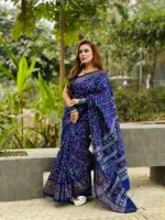 Dhupian Silk Screen Print Saree, 13 Haath, Separate Blouse