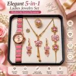Rose Gold & Pink Crystal Jewelry Combo Gift Set 6 Pcs