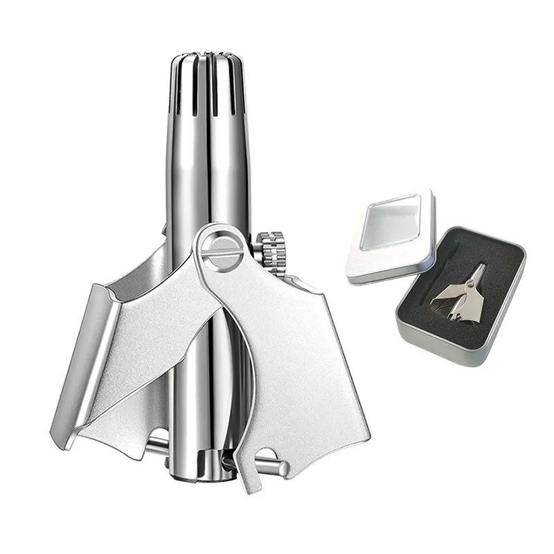 Premium Stainless Steel Manual Nose Hair Trimmer – Painless, Battery-Free, Washable & Portable Ear & Nose Grooming Clipper Tool for Men & Women
