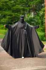 Abaya, Inner and Hijab Set with Lace Work, Free Body Size