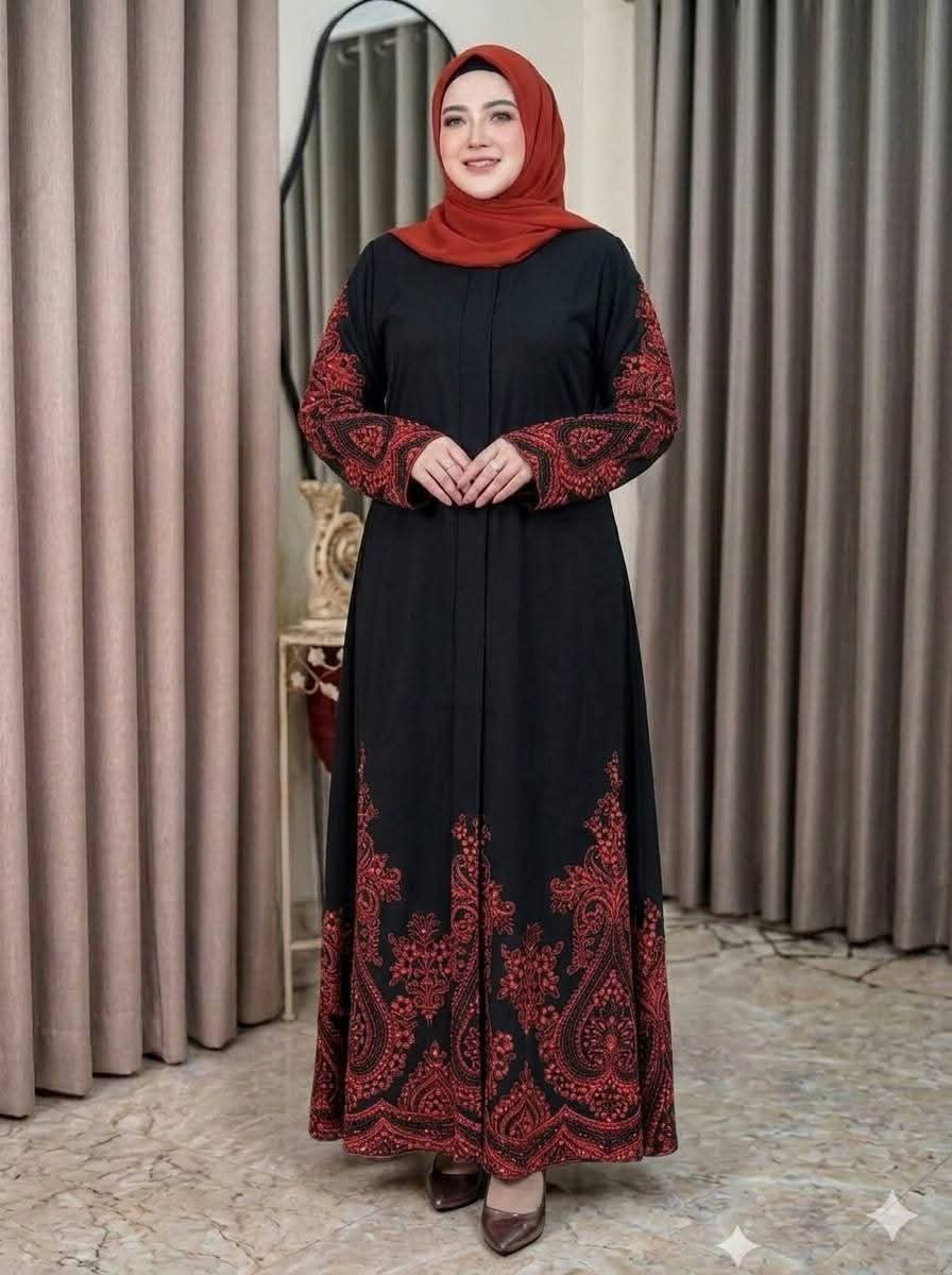 Sadia Digital Print Borka in Cherry Fabric, Borka Only