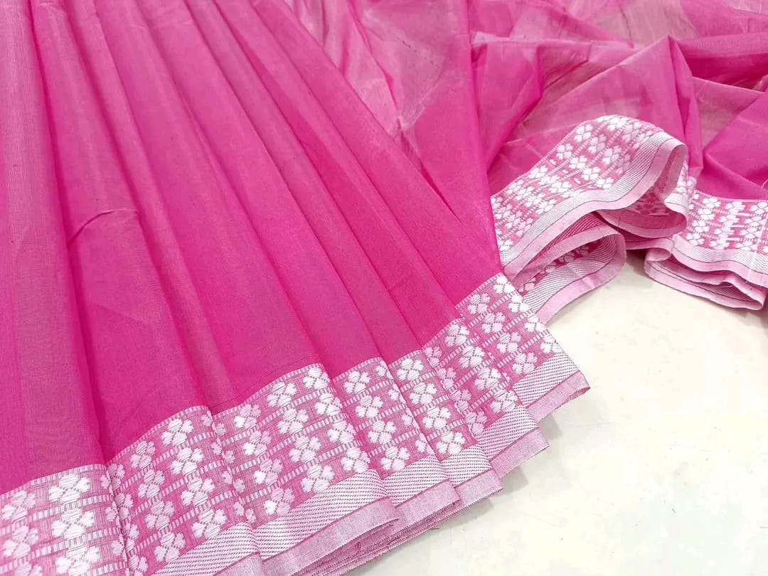 Lightweight Nokshi Border Saree for Office and Daily Wear, 3 Colours