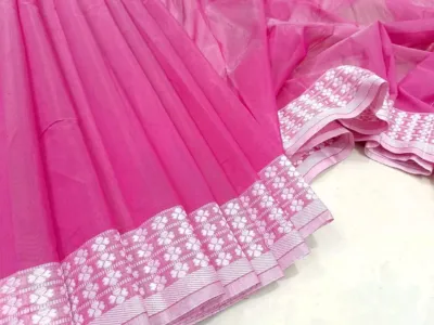 Lightweight Nokshi Border Saree for Office and Daily Wear, 3 Colours