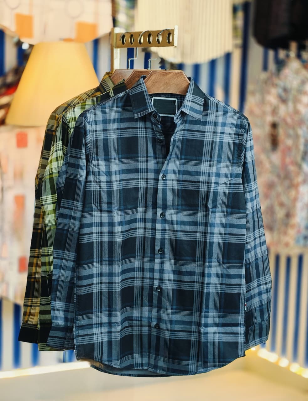 Men's Pure Cotton Full Sleeve Check and Print Shirt, Slim Fit