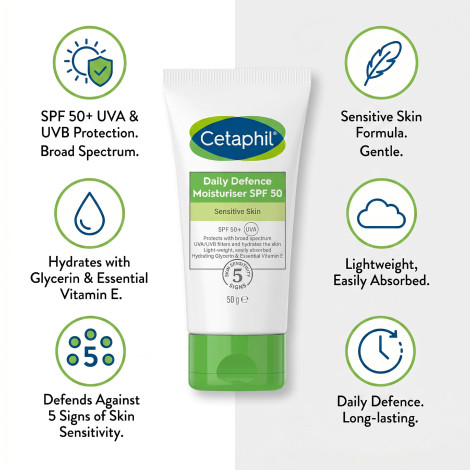 Cetaphil Daily Defence Moisturiser with SPF 50 Plus 50g (France)