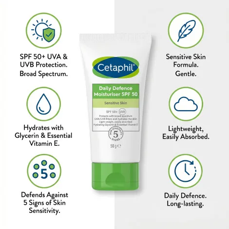 Cetaphil Daily Defence Moisturiser with SPF 50 Plus 50g (France)