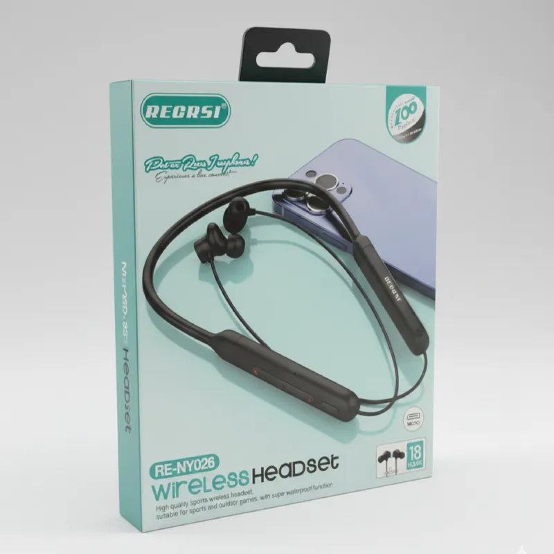 Recrsi RE-NY026 Wireless Bluetooth Neckband Headset | 18 Hours Playtime, Super Waterproof Sports Earphones with Mic, EQ & Magnetic Earbuds