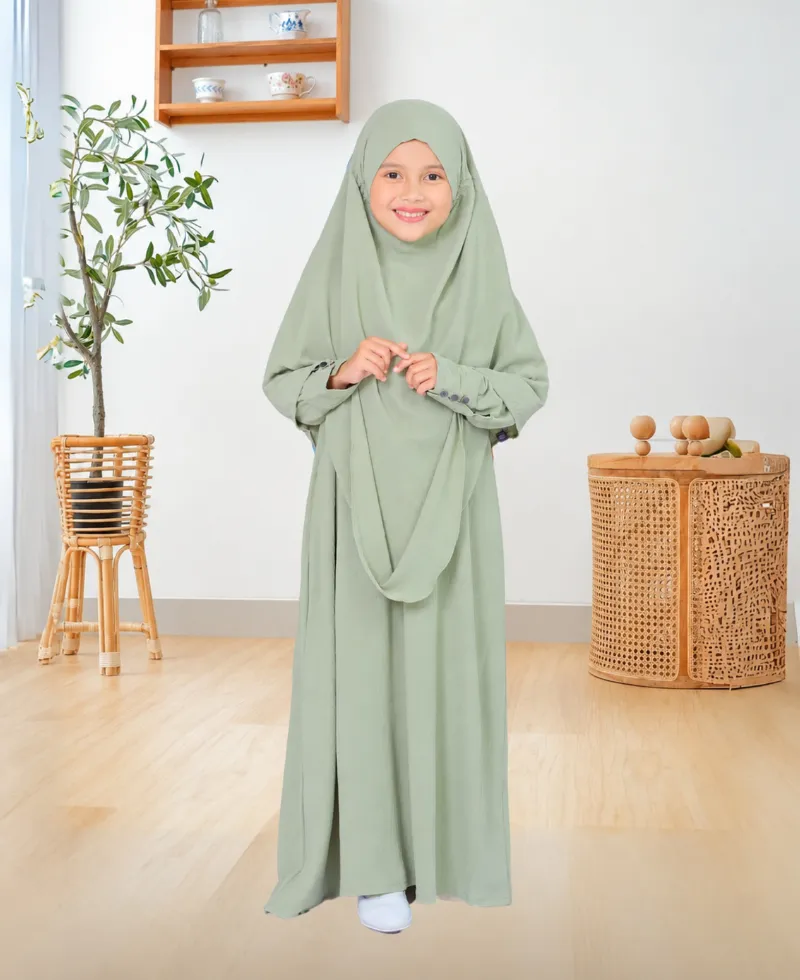Baby Borka Set with Double Layer Hijab, 2 to 8 Years